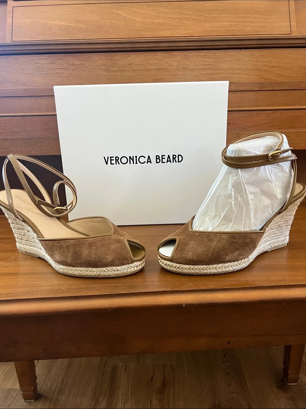$180 (currently retailing $375) Veronica Beard Brown Suede Espadrille Wedge
